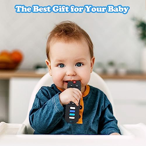 ROBBEAR Baby Teething Toys, Food Grade Silicone Teether for Babies 3 6 12 18 Months, TV Remote Shape Toddlers Chew Toys, Freezer BPA Free (Pink RC)