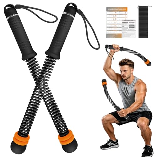 Weighted Cordless Battle Ropes – Adjustable Resistance Ropeless Battle Ropes for Home Gym with Non-Slip Handle, Portable Low-Noise Fitness Equipment for HIIT & Low-Impact Cardio Workouts – Black