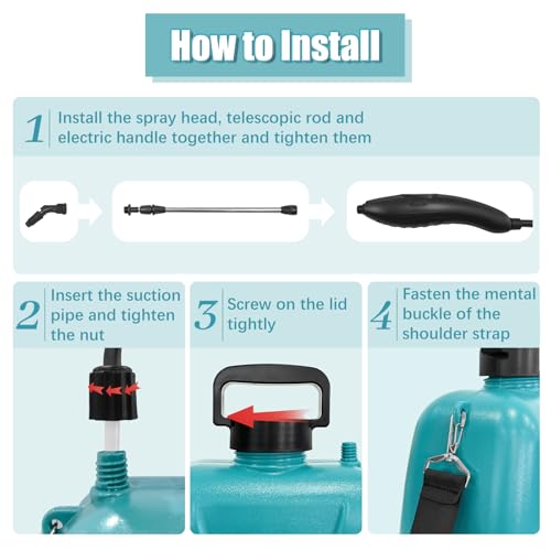 2 Gallon Battery Powered Sprayer, Electric Pump Sprayer in Lawn and Garden | USB Rechargeable Handle, 3 Mist Nozzles, Retractable Wand, Yard Sprayers with Adjustable Shoulder Strap for Yard, Garden