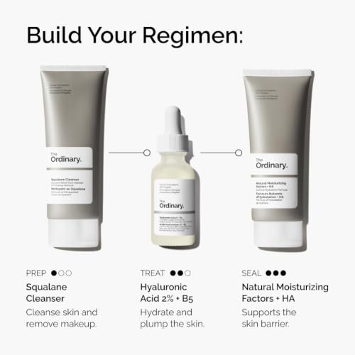 The Ordinary Hyaluronic Acid 2% + B5 (with Ceramides), Multi-Depth Hydration Serum for Plumper, Smoother Skin
