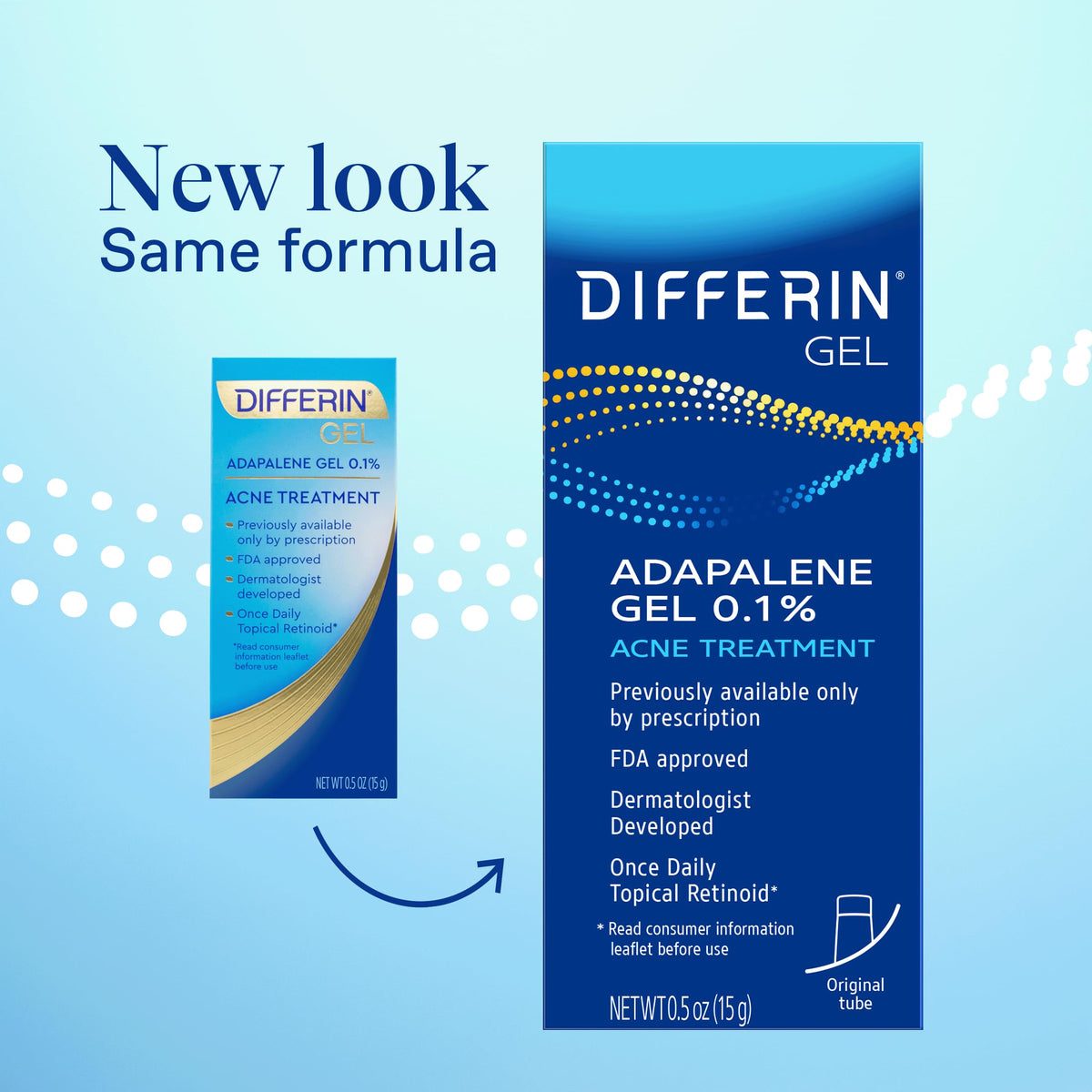 Differin Acne Retinoid Treatment Gel, 0.1% Adapalene, 15g Tube | Over-The-Counter Retinoid, Clears Acne And Prevents Breakouts, Gentle For Sensitive Skin, 30-Day Supply, 15G Tube