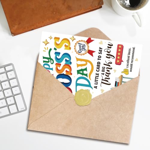 Zyulin Boss Day Card, Happy Boss's Day Card Gifts for Men Women | Thank You Boss Day Card with 5-Star Leader Message, Funny Boss Appreciation Card from Employees