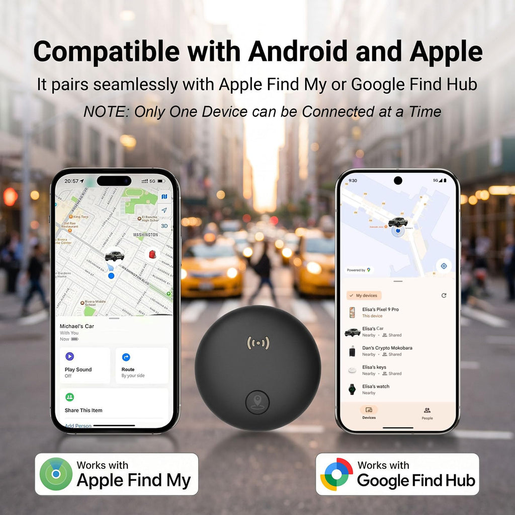 GPS Tracker for Vehicles, Real-Time Tracking for Android & iOS w/Magnetic | No Monthly Fee / No SIM Card, Works with Android Find Hub & iOS Find My, Hidden GPS Tracker Devices for Cars/Motorcycle/Bikes