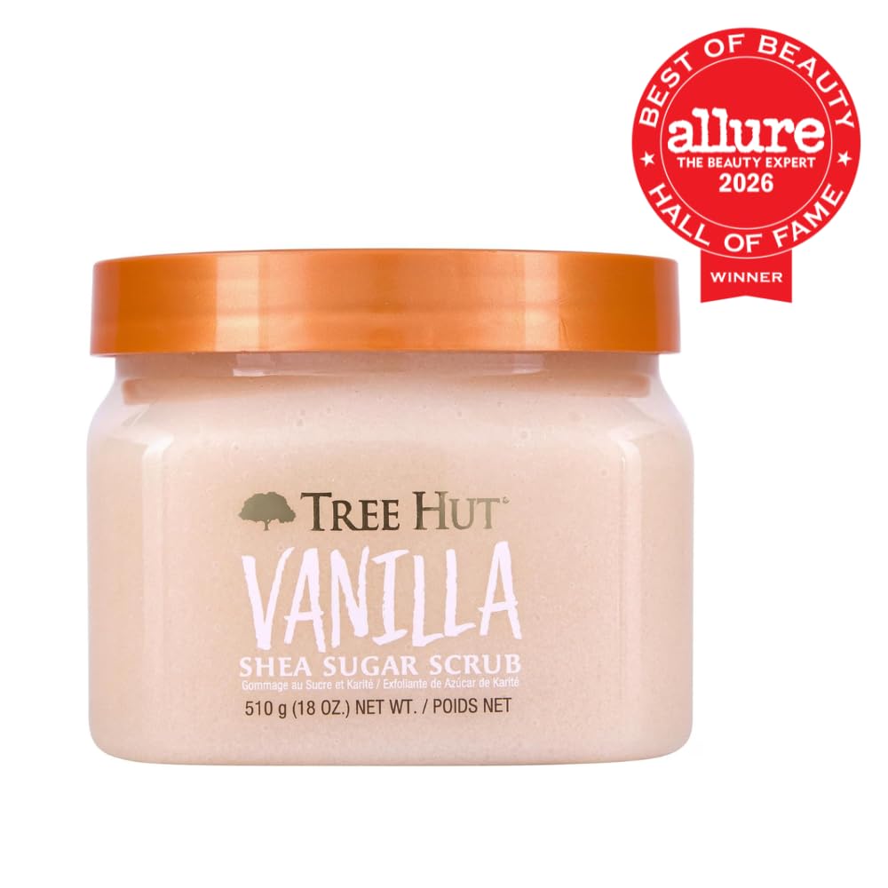 Tree Hut Vanilla Body Scrub, Exfoliating Sugar Scrub, Vegan, 18 Oz | Exfoliating & Nourishing with Shea Butter & Essential Oils, Body Exfoliator for All Skin Types, Self Care Gifts for Women