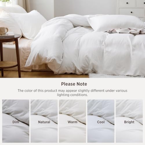 Bedsure Prewashed Duvet Cover Queen, Bedding Set with Zipper Closure, White | Ultra Soft, Relaxed Texture, Breathable Comfort, Hidden Zipper, 8 Corner Ties, Easy Care, OEKO-TEX Certified, Year-Round Use