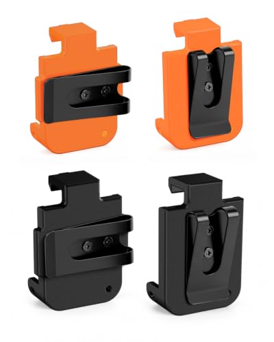 4-Pack Belt Clips Compatible with Arccos Air & Link Pro Golf Trackers | 2 Vertical & 2 Horizontal Portable Clips, Black & Orange