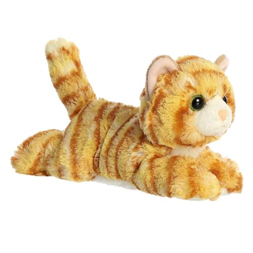 Aurora Mini Flopsie 8" Ginger Cat Adorable Stuffed Animal | Compact tummy-lying animals with bean-filled stability