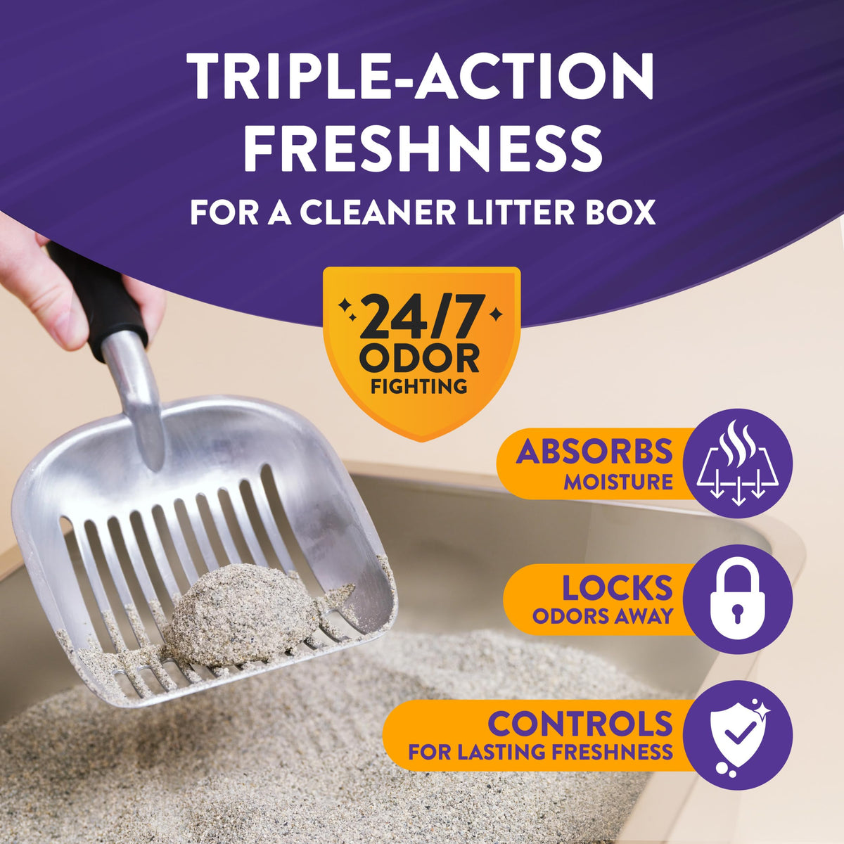 ARM & HAMMER Slide Platinum Easy Clean-Up Clumping Cat Litter, 34 lbs | 24/7 Odor Control, Triple-Action Freshness, Non-Stick, Low Tracking, Multi-Cat Formula, Scented, Online Only