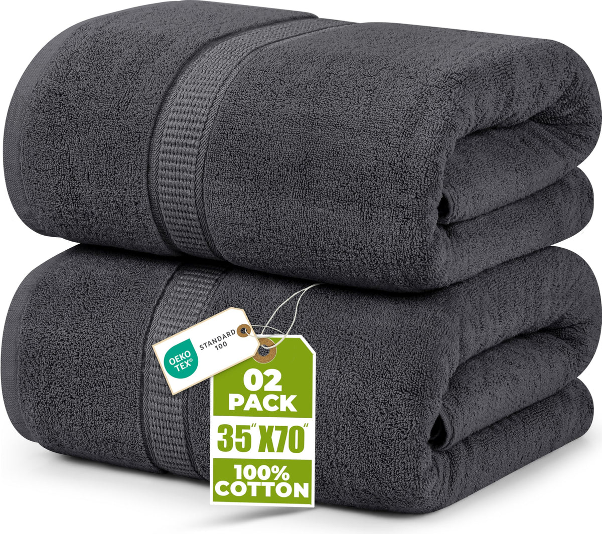 Utopia Towels Premium Bath Sheet, 90 x 180 cm, Gray, 2 Pack 100% Cotton | Extra Large Bath Sheet, Highly Absorbernt, Quick Dry, Super Soft, Hotel Quality Towel, Machine Washable