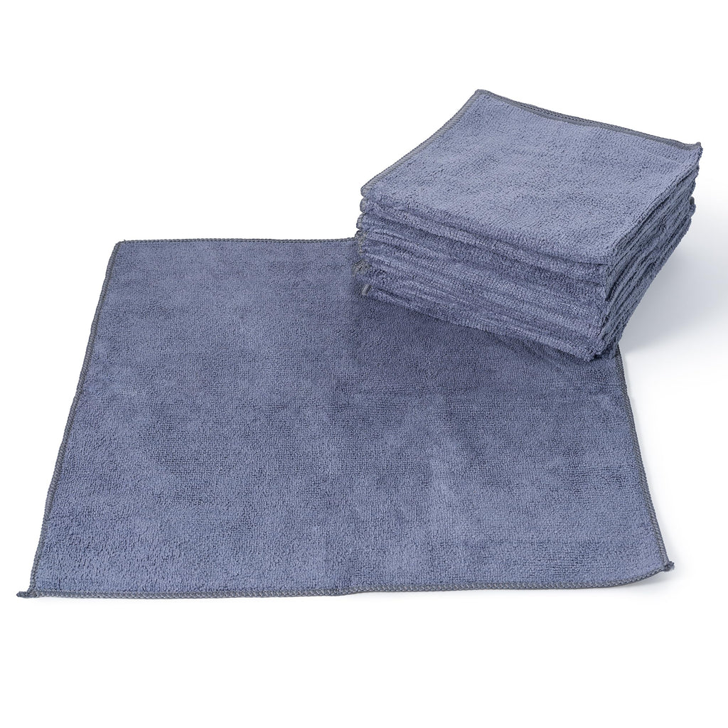 USANOOKS Microfiber Cleaning Cloth Grey - 12 Pcs (12.5"x12.5") - High Performance - 1200 Washes, Ultra Absorbent Microfiber Towel Weave Grime & Liquid for Streak-Free Mirror Shine - Car Washing Cloth