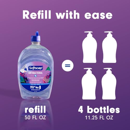 Softsoap Antibacterial Hand Soap Refill, White Tea & Berry Scent, 50 fl oz | Liquid, Paraben-Free, Phthalate-Free, Washes Away Germs, for Bathroom & Kitchen, Daily Handwashing, Gentle on Hands