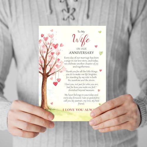 LiuuLi Anniversary Card for Wife,Anniversary Wedding Gifts from Husband | Romantic Wife Anniversary Card with Heartfelt Message,Thoughtful Keepsake Gift for Wedding Anniversary,Love Tree Design