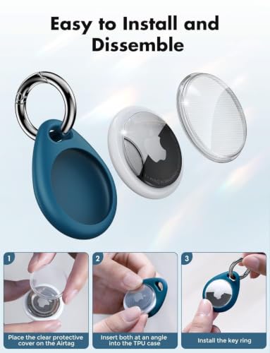UNBREAKcable AirTag Holder for Apple - 4 Pack Air Tag Case with Keychain | Secure Tight Fit, Easy to Install, Shockproof Waterproof TPU, Perfect for Kids Pets Luggage Backpacks and Keys