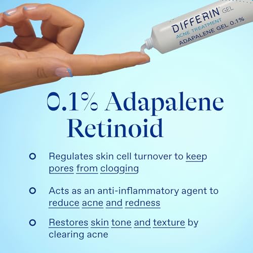 Differin Acne Retinoid Treatment Gel, 0.1% Adapalene, 15g Tube | Over-The-Counter Retinoid, Clears Acne And Prevents Breakouts, Gentle For Sensitive Skin, 30-Day Supply, 15G Tube