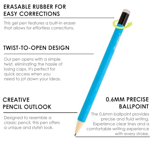 Grabie Erasable Gel Pens, 9 Medium Point 0.7 mm Pens, Classic | Heat-Sensitive Erasable Ink, Clean Erasing, Smooth Writing, Vibrant Assorted Colors, Twist-up Design, Drawing, Journaling