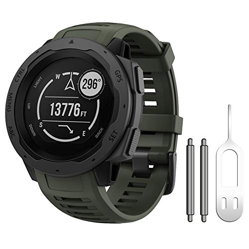 NotoCity for Garmin Instinct Band, Soft Silicone Replacement Watch Strap Compatible with Garmin Instinct 2/ Solar/Tactical(Army Green)