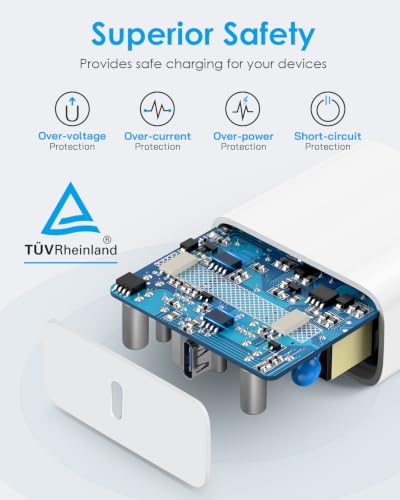 20W Fast Charger for iPhone 18/17/16/15 with 6FT Cable [3-Pack] | USB-C Wall Charger & C-to-C Cable, Compatible with iPhone 18/17/16/15 Series, USB-C iPad Pro/Air/Mini & More