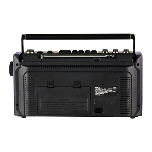 QFX Retro Bluetooth Boombox Cassette Tape Player Recorder, J-220BT, Purple | Portable, Dual 3" Speakers, AM/FM/SW1/SW2 Radio, Built-in Microphone, Recorder, 3-Band Equalizer - Limited Edition