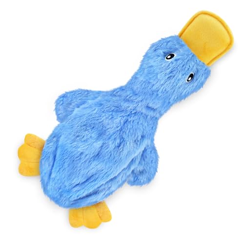 Best Pet Supplies Interactive Squeaky Dog Toy - Crinkle Duck, Blue | Stuffing Free Body, Soft, Squeaks & Crinkles, No Mess, Perfect for Moderate Chewers, Toss and Fetch Play