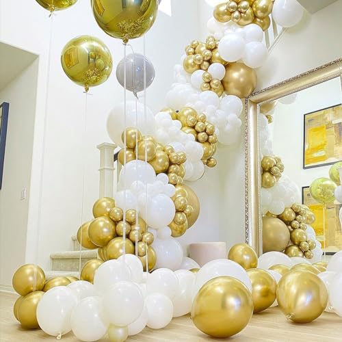 PartyWoo Gold Balloons 50pcs Gold Latex Helium Balloons 12 Inch | Birthday Wedding Anniversary Baby Shower Graduation Bachelorette Retirement Party Decorations Gold-G101