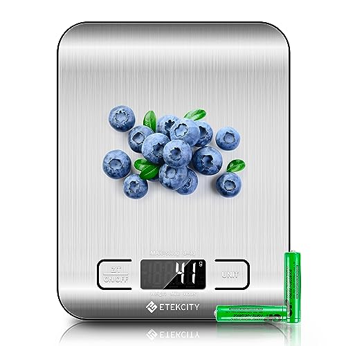 Etekcity Food Kitchen Scale, Digital Grams and Ounces, 11lb | Tare function, ideal for baking, weight loss, keto, meal prep, packages, liquids and jewelry, 304 Stainless Steel