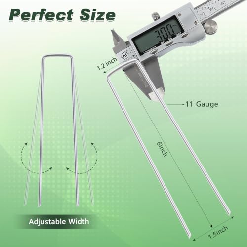 FEED GARDEN Landscape Staples 6 Inch 50 Pack, Galvanized Garden Stakes | 11 Gauge for Weed Barrier,Sod, Artificial Turf, Drip Irrigation Tubing, Netting,Outdoor Decoration, Plant cover,4/6/8/10/12in