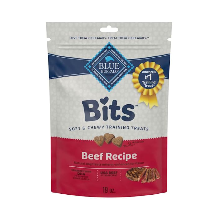 Blue Buffalo Bits Beef Training Treats, 19 oz | Real Beef First, DHA for Cognitive Development, No Chicken By-Product Meals, Free from Red Dye 40