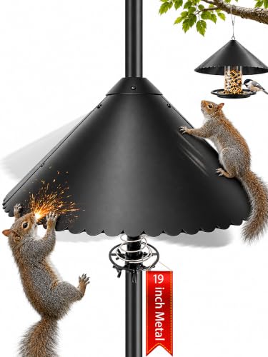eWonLife 19 inch Metal Squirrel Baffle for Bird Feeder Pole | Easy-Clean Cone, Rust-Resistant Coating, Stainless Steel Wobble Spring, Heavy-Duty Squirrel Deterrent, Easy Installation