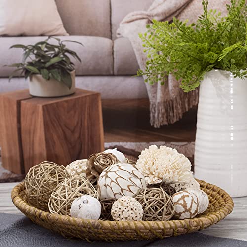 ANDALUCA Large Decorative Balls Bowl Filler Decor Orbs White & Cream (Natural White)
