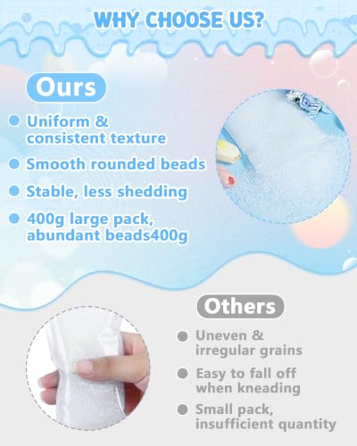 FIVEIZERO Rice Beads for Slime, 5mm Translucent Fishbowl Beads for Squishy | 400G Rice Beads For Crunchy Slime, Add Texture & Visual Appeal, Ideal For Slime Add Ins, DIY, Vase Fillers & Table Decor