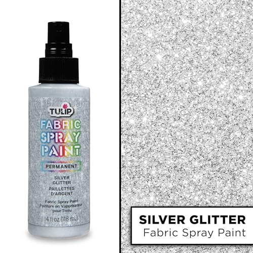 Tulip Fabric Paint, Permanent Spray on Paint, 4 fl oz Sparkling Star Silver Glitter
