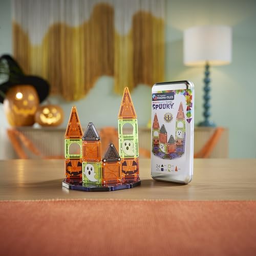 MAGNA-TILES microMAGS 24-Piece Spooky Travel Set, The Original Magnetic Building Brand