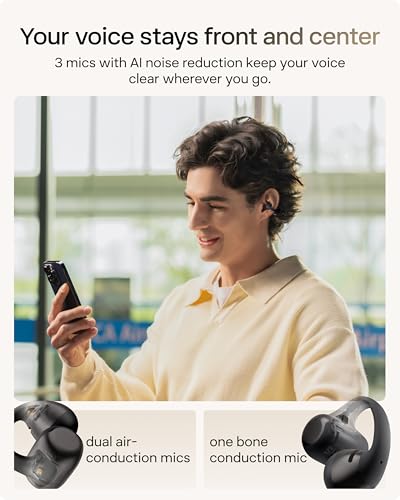 SHOKZ OpenDots 2 Open-Ear Clip-On Earbuds, Black, Dolby Audio, 3 Mics | Rich bass with Dolby Audio; 3-mic clear calls; 40H listening; IP57; Bluetooth 6.1; Travel/City walk/Commuting/Yoga/Pilates