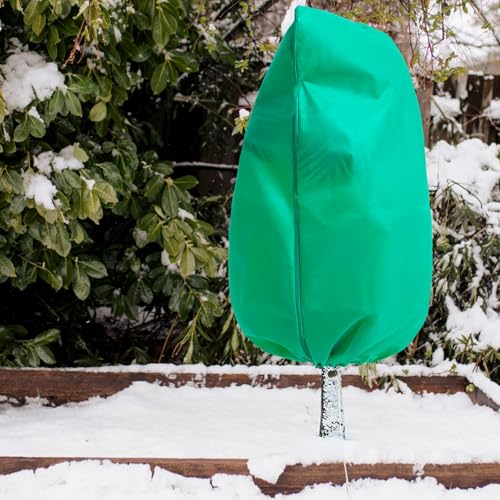 Homimp Plant Covers Freeze Protection, 4 Pack Frost Covers with Zipper Drawstring (31.5" x 47.3") Plant Protection Cover Bags for Outdoor Winter Frost Cold Weather Shrubs Trees Jacket Covers(Green)