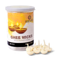 SATVIK Pack of 100 Pure Ghee Wicks for Puja | Ready-to-Use Diya Batti | 30-Min Burn Time | Wax-Free Cotton Wicks | Ideal for Pooja, Meditation, Diwali, and Housewarming Gifts