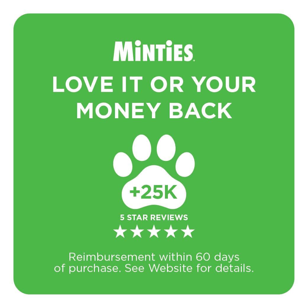 Minties Mint Dental Chews for Dogs, Medium Breeds 25-50 lbs, 40 Ct | Vet-recommended mint dental bone; scrubs teeth as dogs chew; fights plaque, tartar & bad breath; no soy/wheat/corn