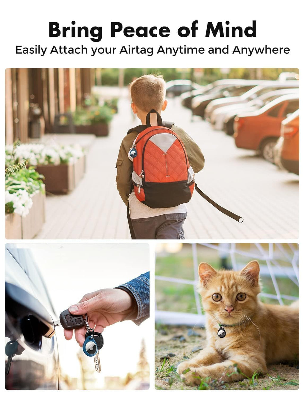 UNBREAKcable AirTag Holder for Apple - 4 Pack Air Tag Case with Keychain | Secure Tight Fit, Easy to Install, Shockproof Waterproof TPU, Perfect for Kids Pets Luggage Backpacks and Keys