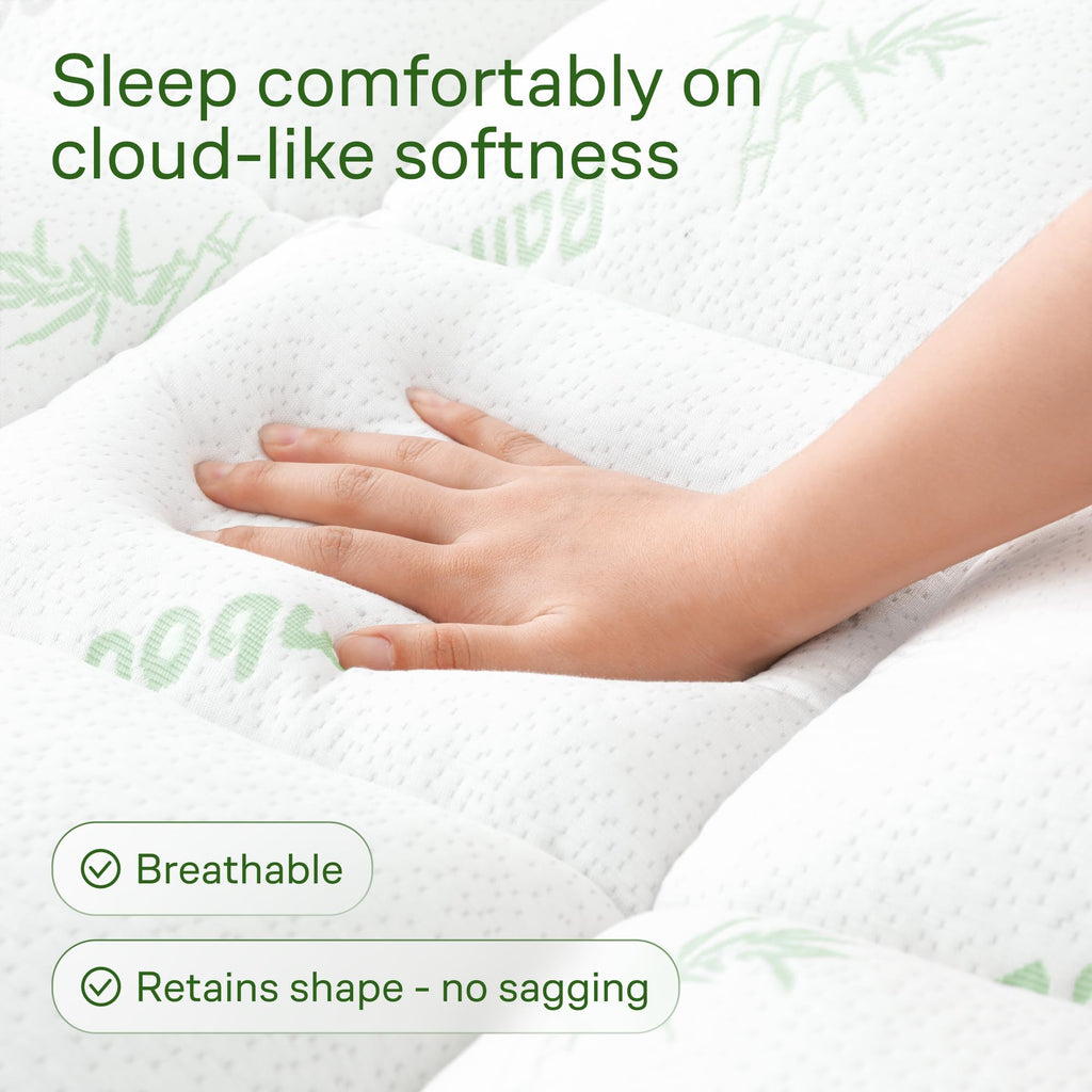 Niagara Sleep Solution Queen Ultra Soft Mattress Topper — Back Pain Relief | Rayon Derived from Bamboo, 20" Deep Pocket, Breathable Pillow Top Mattress Pad, Perfect for Hot Sleepers, Green