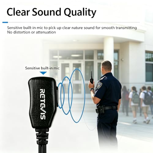 Retevis Walkie Talkie Earpiece with Mic, for RT22/RT21/RT68/H777/RT86 | Acoustic Tube, Compatible with Pxton, Baofeng BF-888S, Kenwood walkie talkies, Security Surveillance Headset(10 Pack)