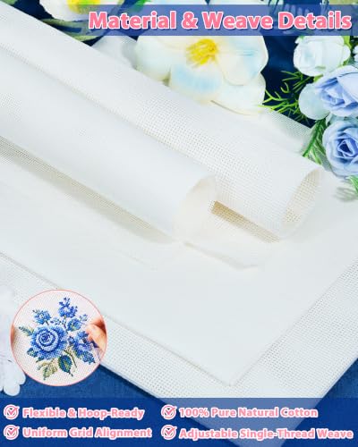 FIVEIZERO 18 Mesh Needlepoint Canvas, 20"x18" Blank Canvas Embroidery | 100% cotton canvas, Fine Blank Needlepoint Mesh for Embroidery, Cross Stitch and DIY Needlepoint Projects