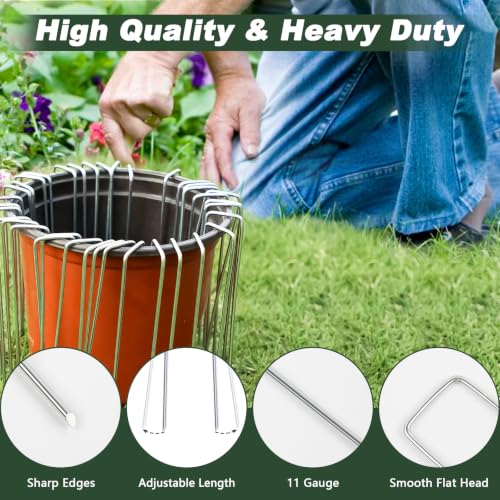 FEED GARDEN Landscape Staples 6 Inch 50 Pack, Galvanized Garden Stakes | 11 Gauge for Weed Barrier,Sod, Artificial Turf, Drip Irrigation Tubing, Netting,Outdoor Decoration, Plant cover,4/6/8/10/12in