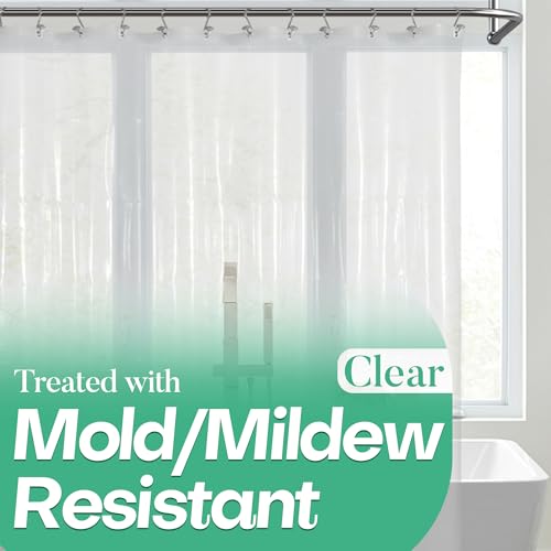 Mrs Awesome Clear Shower Curtain Liner with 3 Magnets, 72x72 | 12 Rustproof Grommets, Premium Flexible Sturdy Plastic Shower Curtain for Bathroom Lightweight, Waterproof,72W x 72H