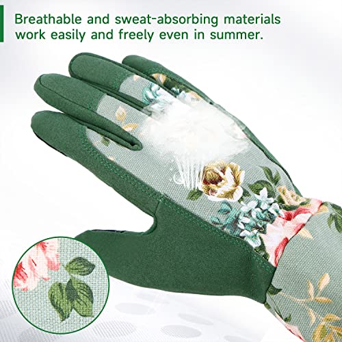 WANCHI Gardening Gloves for Women Gift,Yard Work Garden Gloves,Green Medium | Long Garden Gloves for Women,Gardener Gardening Gifts for Women,Outdoor Heavy Working Gloves for Men,Weed,Pruning,Lawn Glove