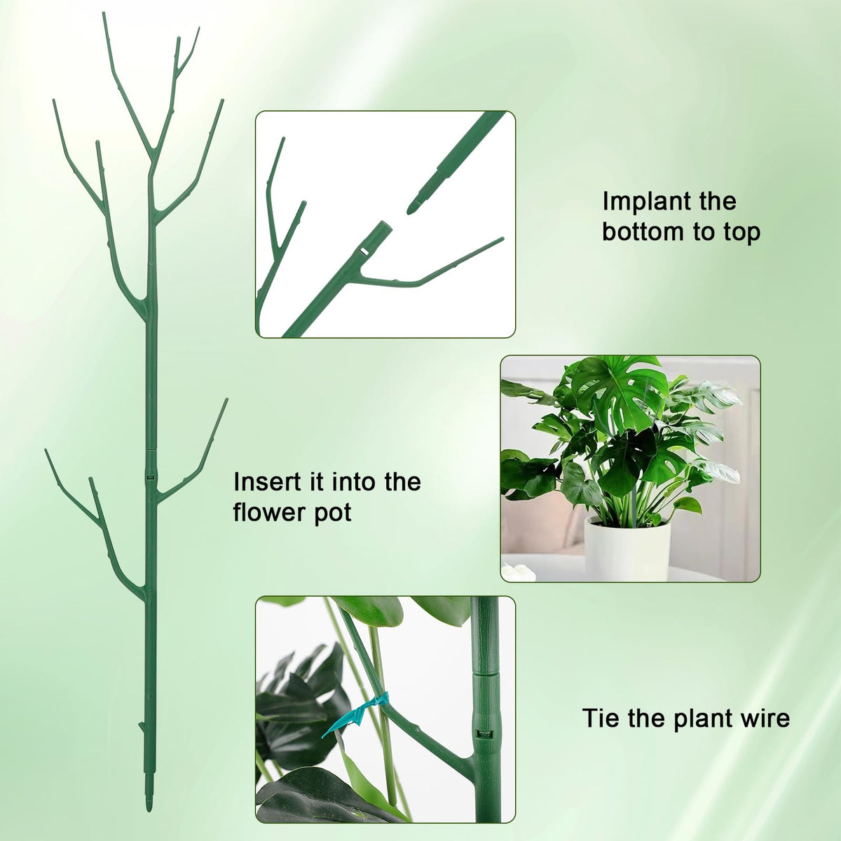 Qaobo 5 Pack Stackable Plant Support Stakes, Climbing Plant Support Structures for Monstera, Pothos, Philodendron Garden Plant Stakes for Indoor Outdoor Plants