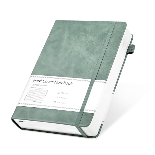 CAGIE Journal Notebook for Women Men Leather Journaling Notebooks Diary A5 | 320 Pages 100 Gsm Paper, Hardcover Lined Daily Journals for Writing Work Travel Business Gift, Green, 5.7 x 8.3 in, Lay Flat