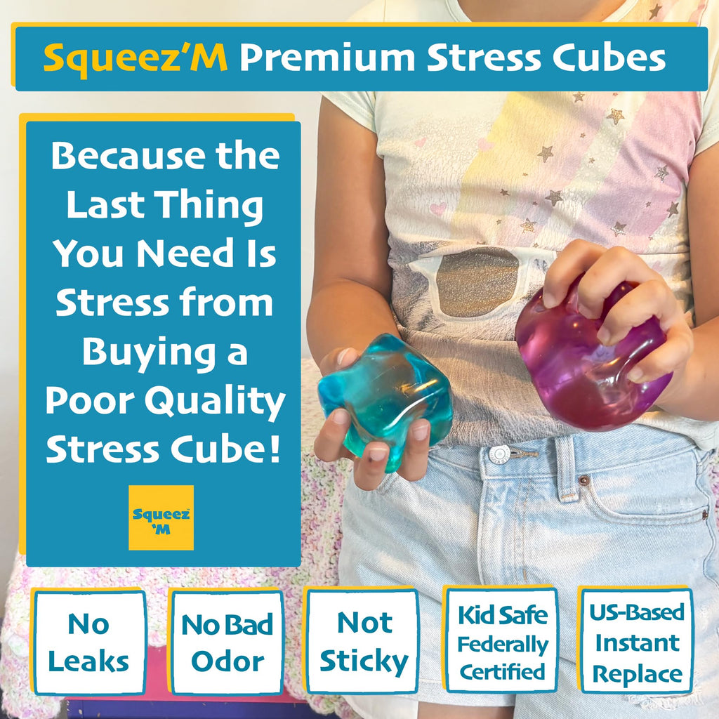 Original BigBlok Premium Stress Cube, Squishy Fidget Toy, Kids & Adults | Non-toxic ASTM certified, US family-owned, easy replacement, jumbo sensory squeeze cube for stress relief