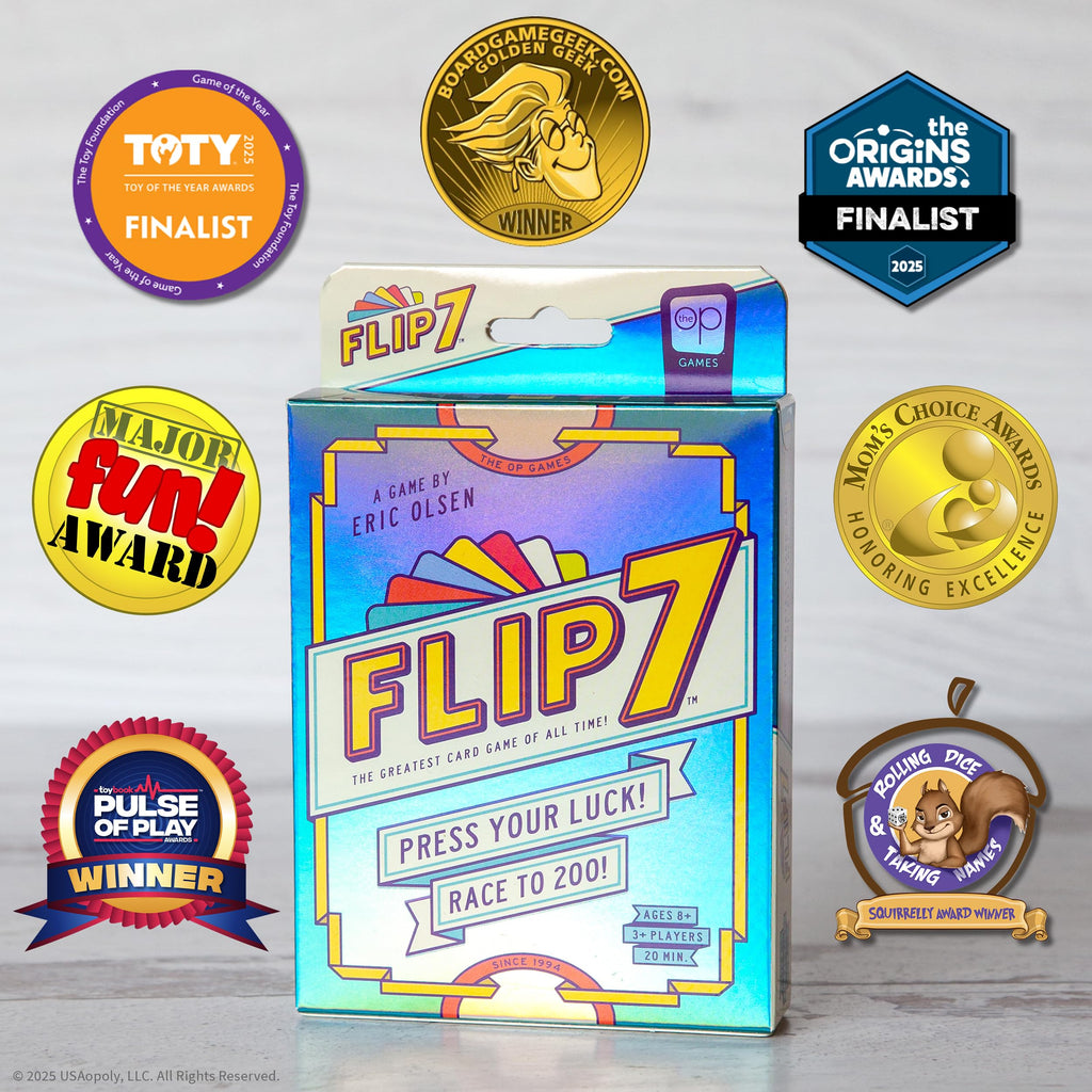 USAOPOLY Flip 7 Card Game, The Ultimate Blend of Press Your Luck Strategy | Fast-Paced Addictive Card Game, Quick to Learn & Easy to Teach, 3+ Players, Ages 8+