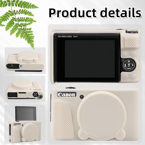 Camera Case for Canon PowerShot SX740/ SX730 Digital Camera, SX740 HS Case | Soft Silicone Protective Case Removable Lens Cover, Comes with 2 Screen Protectors and 1 Wrist Strap. (Mist White)