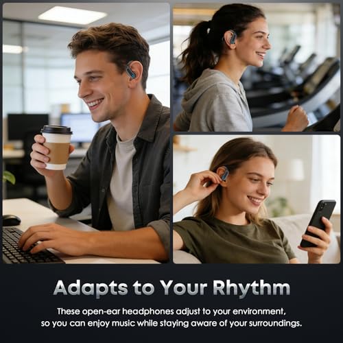 Wireless Earbuds Bluetooth Headphones, 54H Playtime Stereo Over Ear Buds with ENC Noise Cancelling, LED Power Display, IPX7 Waterproof Sport Earphones with Earhooks for Running/Workouts (Black)