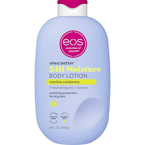 eos Shea Better Body Lotion- Vanilla Cashmere, 24-Hour Moisture, 16 fl oz | Natural Shea Butter & Oil, Whipped Vanilla & Caramel, Lasting Hydration, 100% Vegan & Cruelty-Free, Apply to Dry Skin